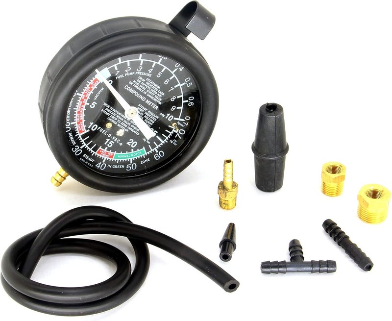 HFS (R) Fuel Pump Tester Gauge Kit Carburetor Valve Fuel Pump Pressure & Vacuum Tester Gauge Test Kit Below 10PSI for Car & Truck W/Storage Box - Image 2