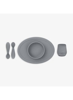 ezpz First Food Set - 100% Food Grade Silicone Suction Bowl with Built-in Placemat, Training Cup & Spoon - Designed by a Pediatric Feeding Specialist - Promotes Self Feeding - 6 Months+ (Grey) - pzsku/Z34E5ADEDB04CDDAAA380Z/45/_/1738305980/751b1e9b-4100-43e1-9ec3-89de0f43cf8c