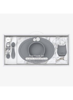 ezpz First Food Set - 100% Food Grade Silicone Suction Bowl with Built-in Placemat, Training Cup & Spoon - Designed by a Pediatric Feeding Specialist - Promotes Self Feeding - 6 Months+ (Grey) - pzsku/Z34E5ADEDB04CDDAAA380Z/45/_/1738305984/9ceb34d4-8033-4528-a0ae-cc89f1768e3e