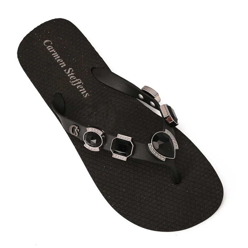 Black Flip-Flop with Rhinestones