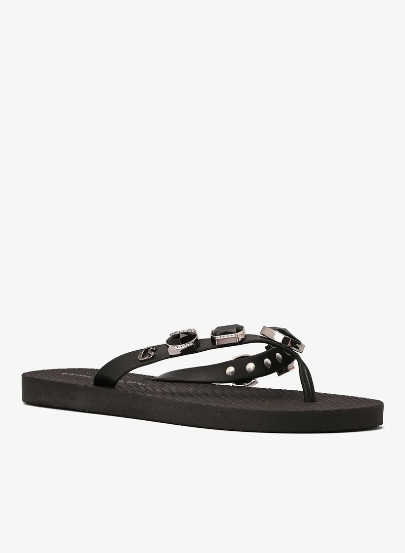 Carmen Steffens Black Flip-Flop with Rhinestones