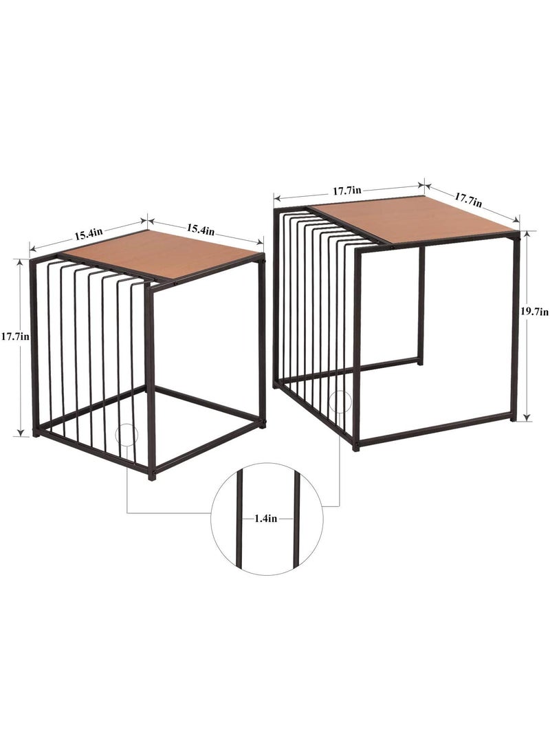 Generic Indian Decor 45218 Industrial Nesting Coffee Table Set of 2 Stacking Side or End for Living Room Balcony Home and Office Light Brown  - Image 3