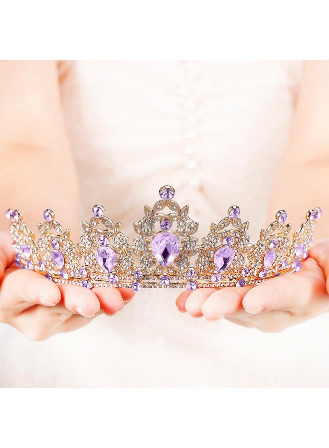 BEAYFILY Tiara For Women, Crown And Tiara For Girl Princess, Bride Wedding Happy Birthday Halloween Cosplay Hair Accessories Decorations (Gold Purple) - Image 4