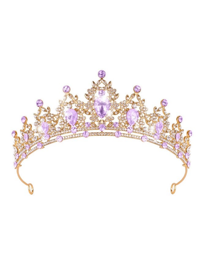 BEAYFILY Tiara For Women, Crown And Tiara For Girl Princess, Bride Wedding Happy Birthday Halloween Cosplay Hair Accessories Decorations (Gold Purple) - Image 1
