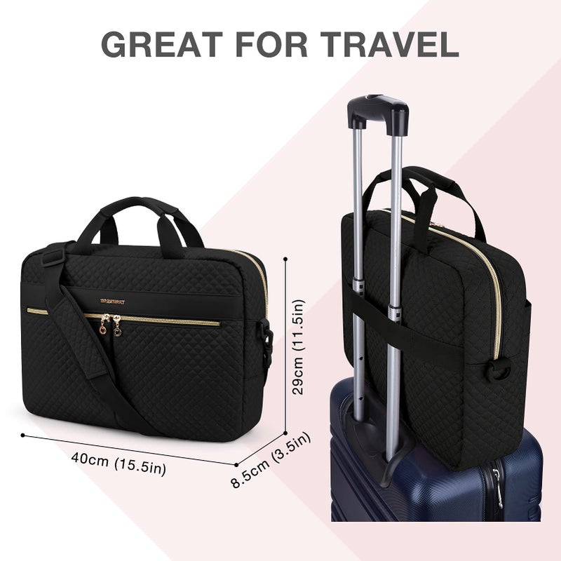 BAGSMART BAGSMART Laptop Bag, 15.6/17.3 Inch Briefcase for Women Large Laptop Case Computer Bag Office Travel Business, Black  - Image 5