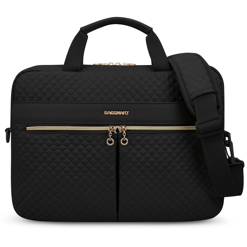 BAGSMART BAGSMART Laptop Bag, 15.6/17.3 Inch Briefcase for Women Large Laptop Case Computer Bag Office Travel Business, Black  - Image 1