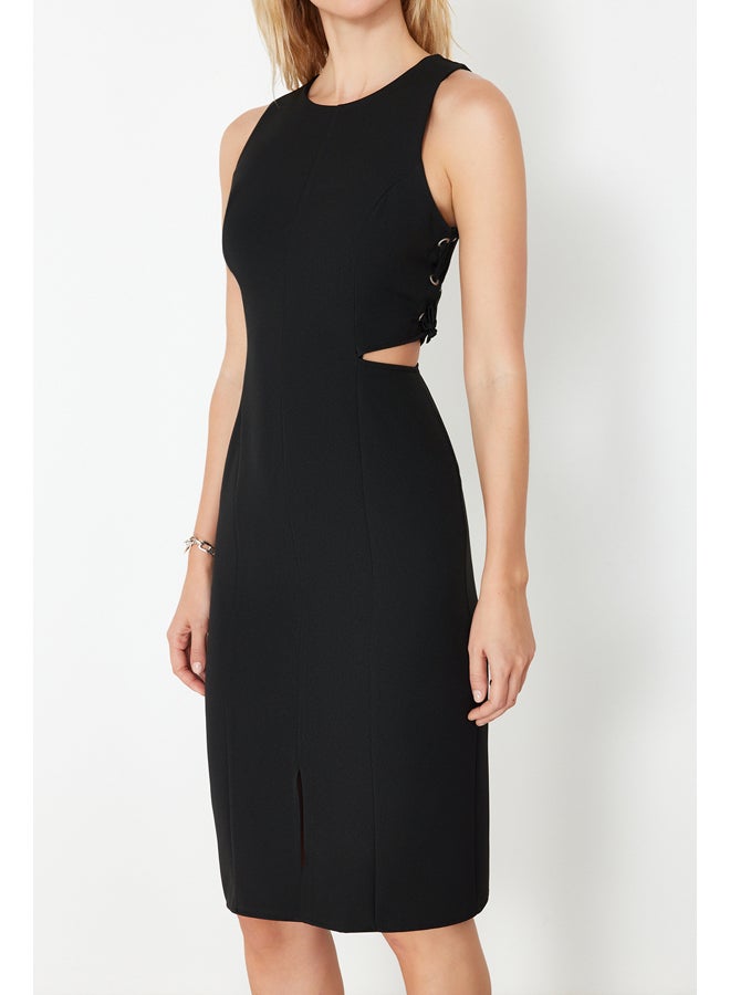 trendyol Black Fitted Cut Out Detailed Sleeveless Midi Pencil Skirt Woven Dress TWOSS23EL02043  - Image 5