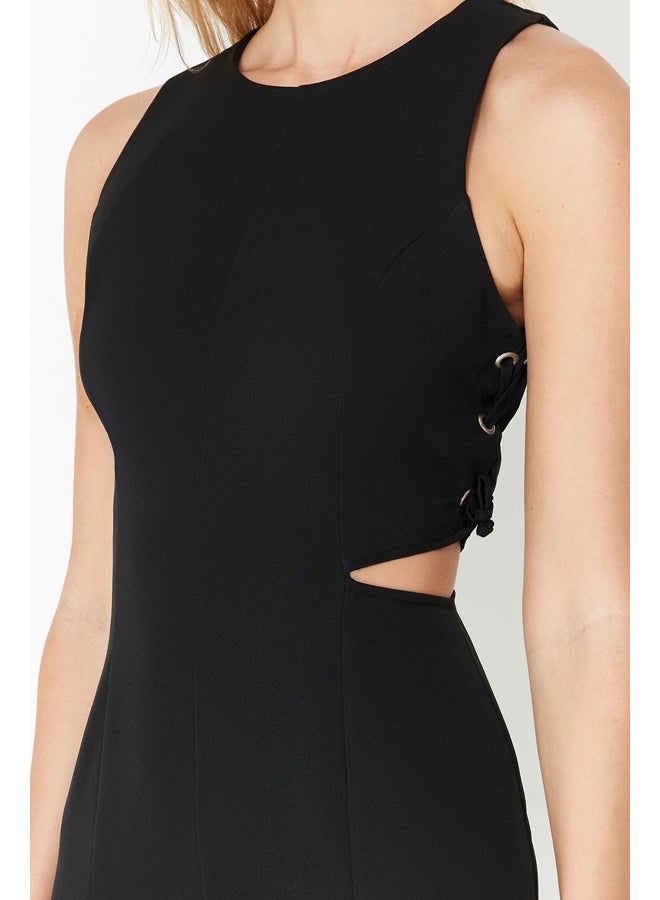 trendyol Black Fitted Cut Out Detailed Sleeveless Midi Pencil Skirt Woven Dress TWOSS23EL02043  - Image 4