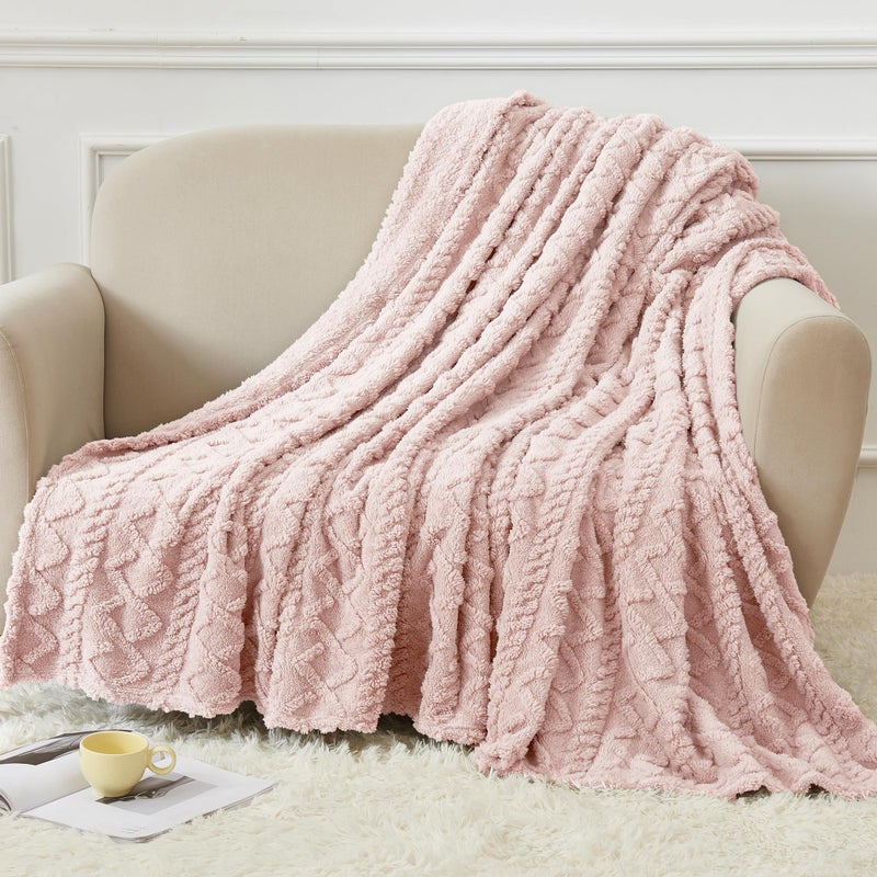 Aganear Fleece بطانية بحجم كوين - أفخم غامض دافئ بطانية SOF للأريكة أريكة سرير السرير الحاضر لجميع الفصول بطانيات رمي ​​المحمولة لسرير أريكة الأريكة (90 "" x90 "الوردي) - Image 4