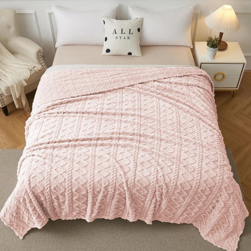 Aganear Fleece بطانية بحجم كوين - أفخم غامض دافئ بطانية SOF للأريكة أريكة سرير السرير الحاضر لجميع الفصول بطانيات رمي ​​المحمولة لسرير أريكة الأريكة (90 "" x90 "الوردي) - Image 1