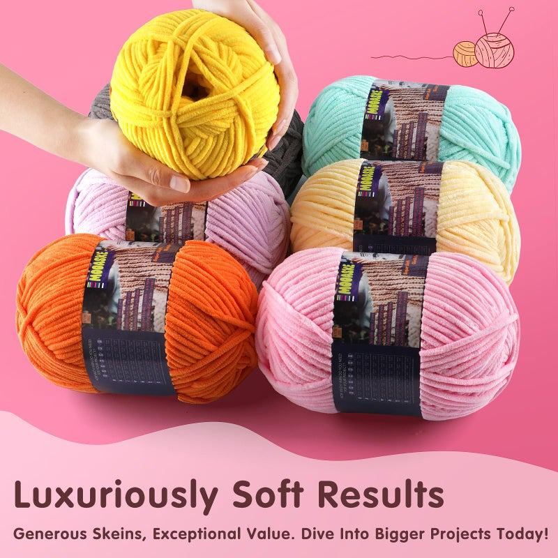 Mooaske Chunky Velvet Yarn for Crocheting & Knitting, 7.05oz 262.4yd Super Soft Chenille Plush Yarn, Bulk Thick Yarns for Baby Blankets, Amigurumi, Scarves | 20 Colors (1, Light Pink) - Image 4