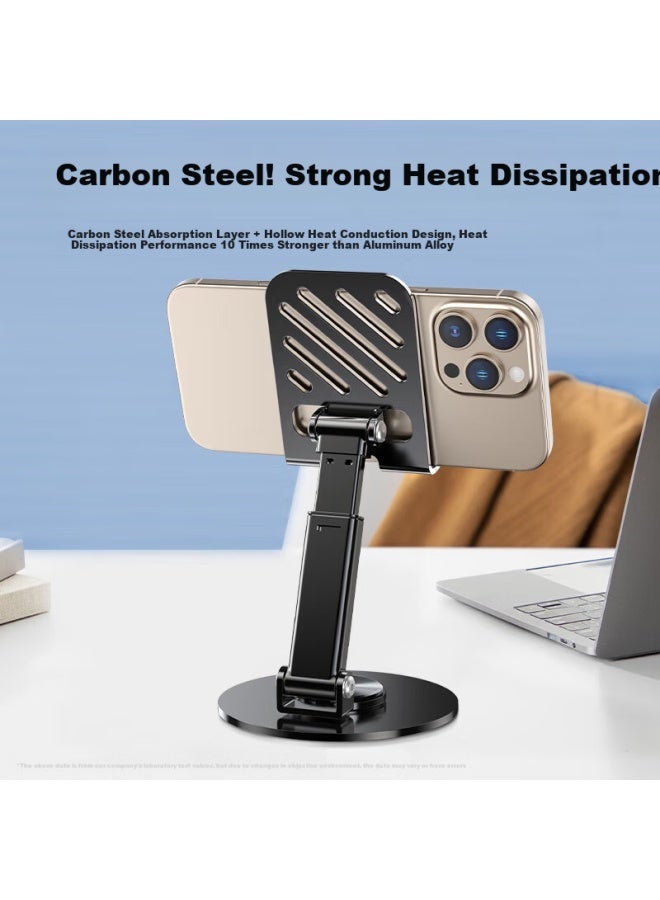 Stiger Upgraded Carbon Steel Mobile Phone Stand Ipad Tablet Lazy Desktop Stand Adjustable Folding Bedside Gaming Live Broadcast Online Course Chasing Drama Multi-Function Stand White - Image 2