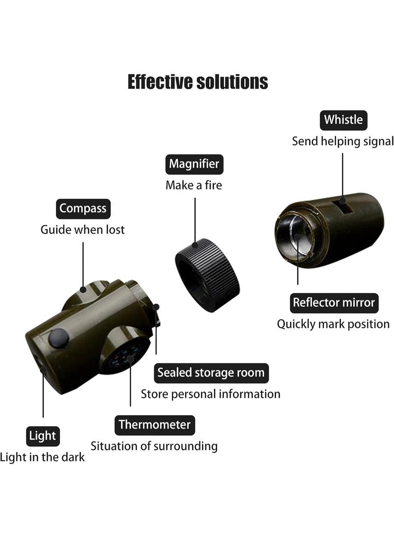 Emergency Survival Whistle Multifunctional Outdoor Tools Loud Safety Signaling Compass/Thermometer/Light/Magnifier/Reflector Mirror/Storage Room/Lanyard,Expedition/Exploration/Hiking/Camping/Climbing - Image 3