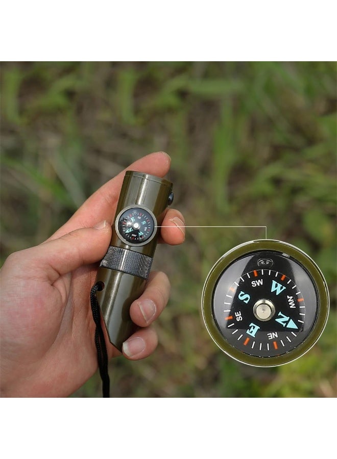 Emergency Survival Whistle Multifunctional Outdoor Tools Loud Safety Signaling Compass/Thermometer/Light/Magnifier/Reflector Mirror/Storage Room/Lanyard,Expedition/Exploration/Hiking/Camping/Climbing - Image 5