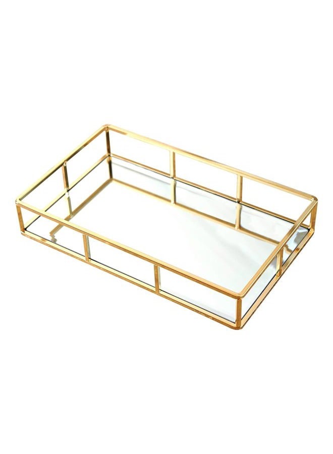 Putwo Tray Mirror, Gold Mirror Perfume Vanity Dresser Ornate Metal Decorative Jewelry Organizer MakEUp For Vanity, Dresser, Bathroom, Bedroom - Image 1