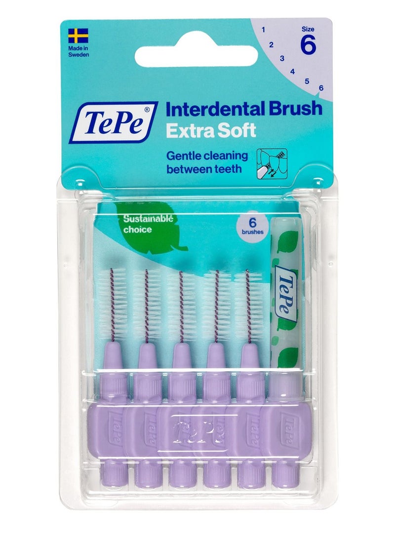 تيبي TePe Interdental Brush Extra Soft Purple 1.1 mm 6's - Image 1