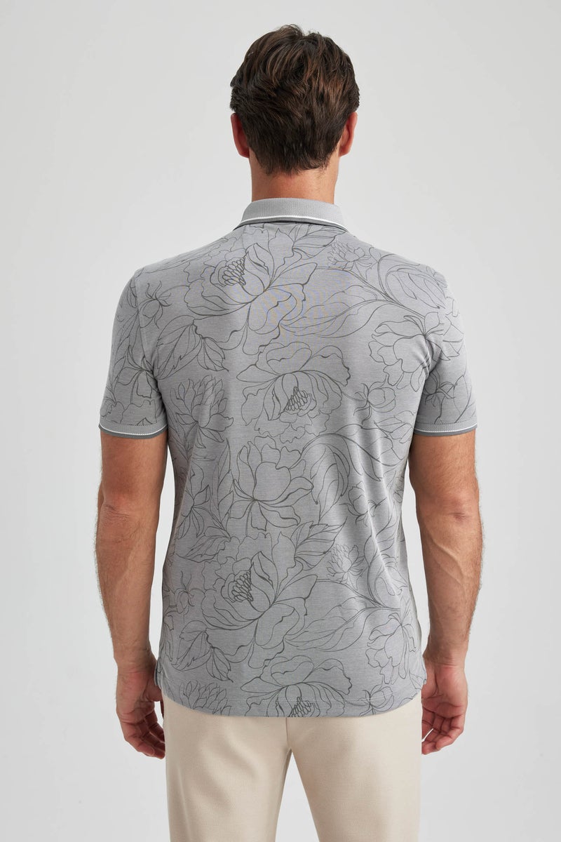DeFacto Man Slim Fit Floral Short Sleeve Polo T-Shirt - Image 2