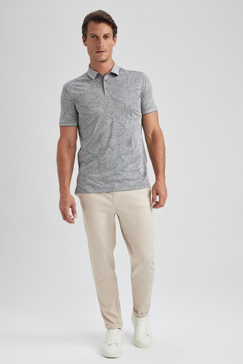 DeFacto Man Slim Fit Floral Short Sleeve Polo T-Shirt - Image 5