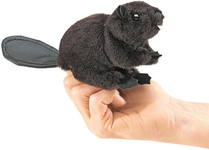Folkmanis Mini Beaver Finger Puppet - Plush Animal Toy for Kids - Image 1