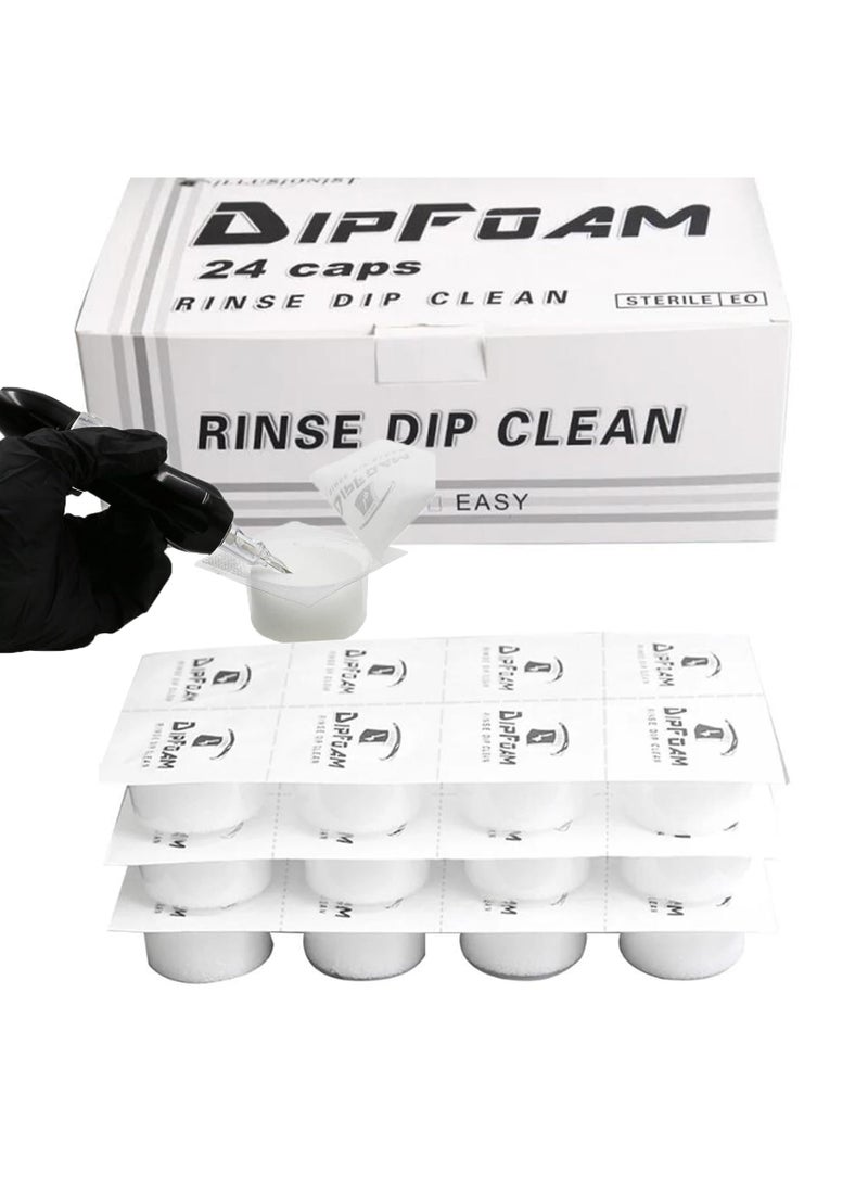 SYOSI Dip Foam 24Pcs Tattoo Dip Foam Rinse Cup Disposable Dip Clean Foam Cup Caps Cups Cleaning for Needles and Tip Rinse Dip Clean Cartridge Dip Foam Cleaning Supplies for Tattoo Needle - Image 1