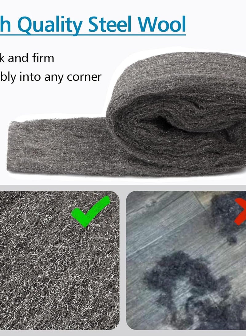 GGOOT 2 Pack Steel Wool Mice,  Wire Wool 0000 Fine Steel Wool Rodent Control Stops Rats and Mice Steel Wool Tool Gap Blocker Insect Pest Proofing Hardware Cloth (ca.3 m) - Image 3