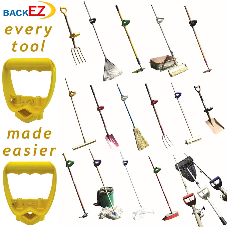 BackEZ Back-Saving Tool Handle Labor-Saving Ergonomic Shovel or Rake Handle Attachment Yellow - Image 4
