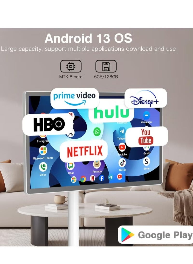 ريتش لايف شاشة لمس ذكية محمولة ٢٤ بوصة | معالج ثماني النواة، ٨ جيجابايت + ١٢٨ جيجابايت | منفذ HDMI/USB، شاشة عالية الوضوح (FHD) بدقة ١٩٢٠ بكسل | نظام أندرويد مدمج وكاميرا | شاشة لمس متعددة ١٠ نقاط وبطارية طويلة العمر، شاشة لمس متكاملة للاستخدام المكتبي والمؤتمرات والمنزلي - Image 2