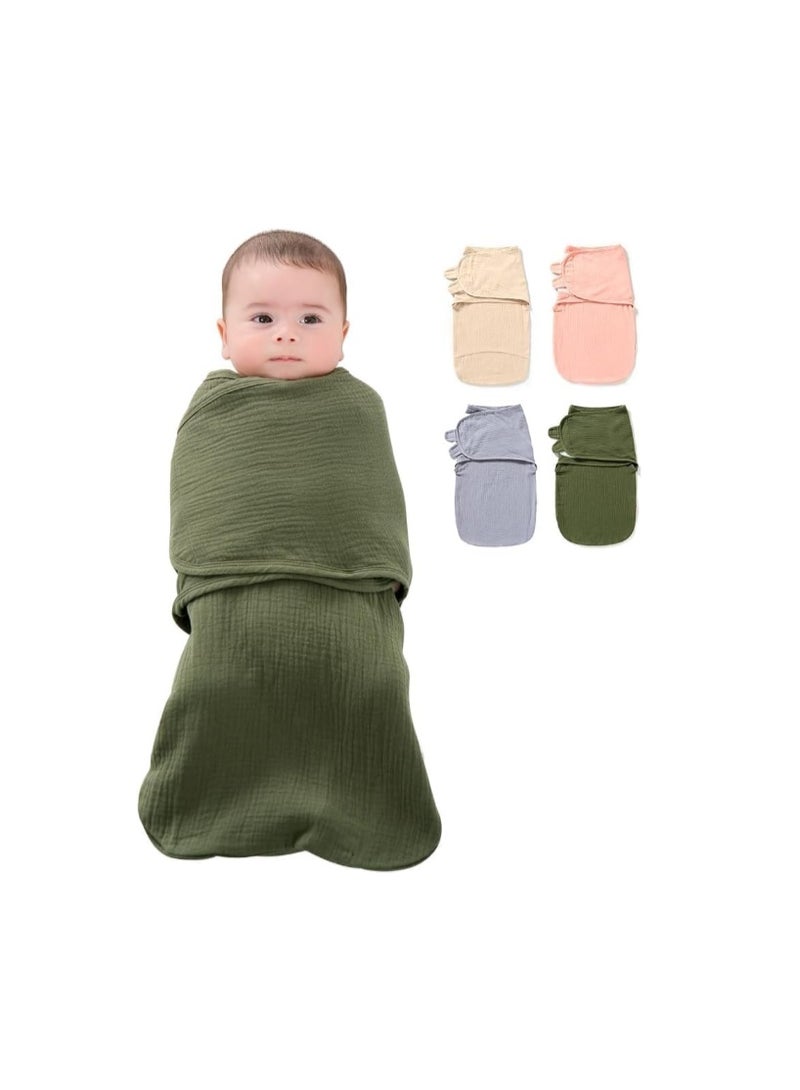 ZONEY Baby Swaddle Wrap, 4 Layer Newborn Swaddle Blanket Wrap with Breathable Organic Cotton, Adjustable Wider Velcro Baby Swaddle Blanket, Baby Essentials for 0-6Months Baby - Image 1
