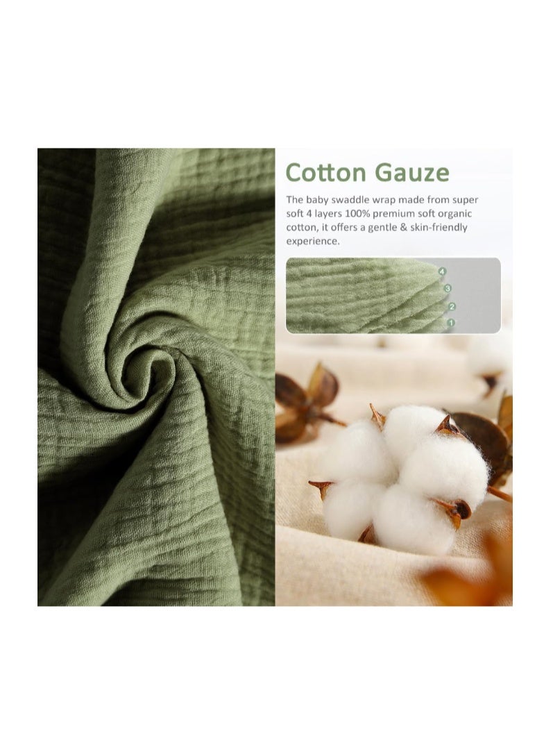 ZONEY Baby Swaddle Wrap, 4 Layer Newborn Swaddle Blanket Wrap with Breathable Organic Cotton, Adjustable Wider Velcro Baby Swaddle Blanket, Baby Essentials for 0-6Months Baby - Image 2