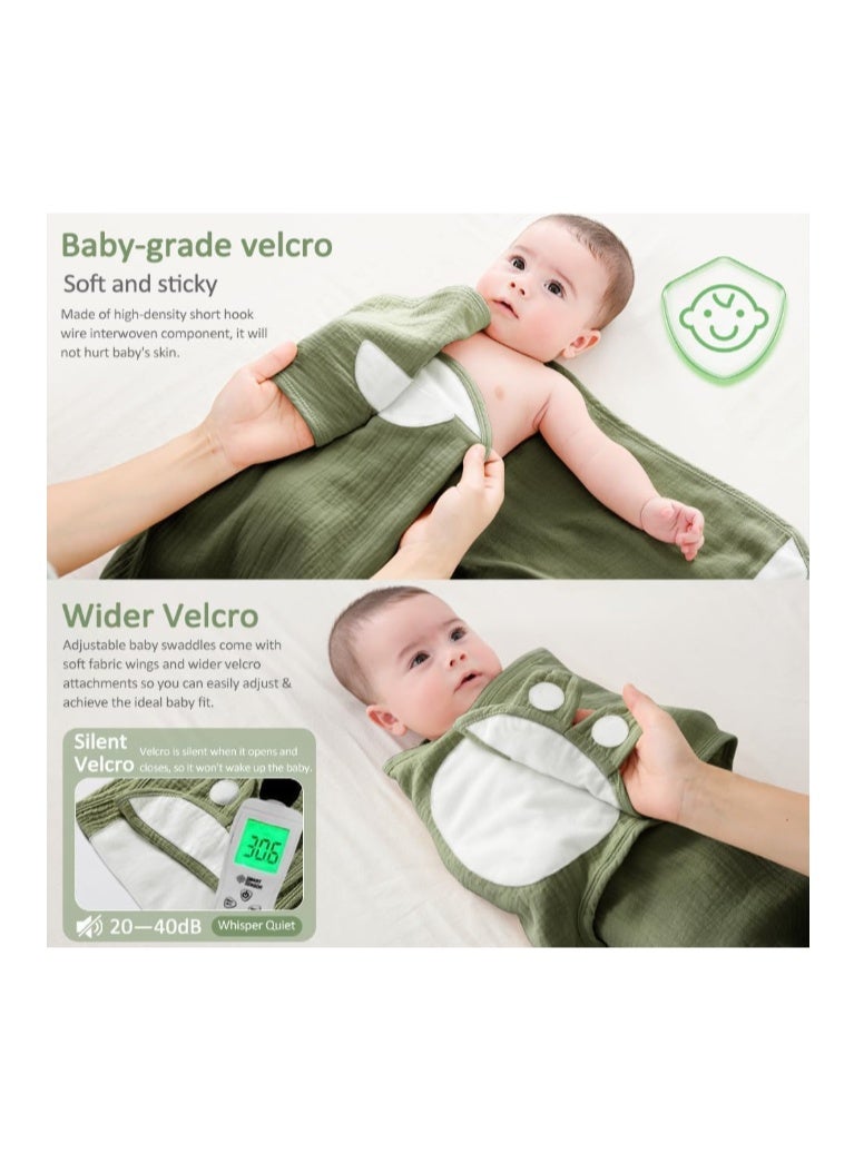 ZONEY Baby Swaddle Wrap, 4 Layer Newborn Swaddle Blanket Wrap with Breathable Organic Cotton, Adjustable Wider Velcro Baby Swaddle Blanket, Baby Essentials for 0-6Months Baby - Image 4