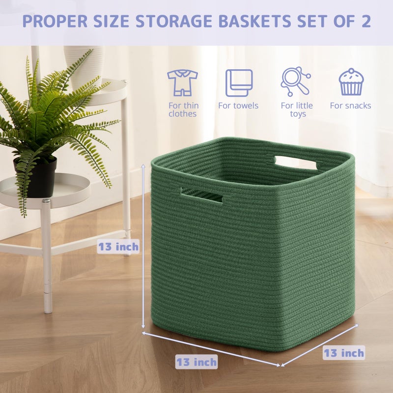 OIAHOMY Storage Cubes, 13 Inch Cube Storage Organizer, Collapsible Storage Bins, Baskets for Organizing, Storage Bins for Shelves-Green, 2-PACK - Image 2