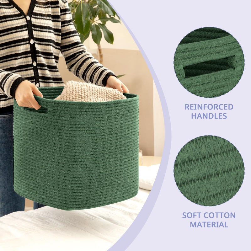 OIAHOMY Storage Cubes, 13 Inch Cube Storage Organizer, Collapsible Storage Bins, Baskets for Organizing, Storage Bins for Shelves-Green, 2-PACK - Image 3