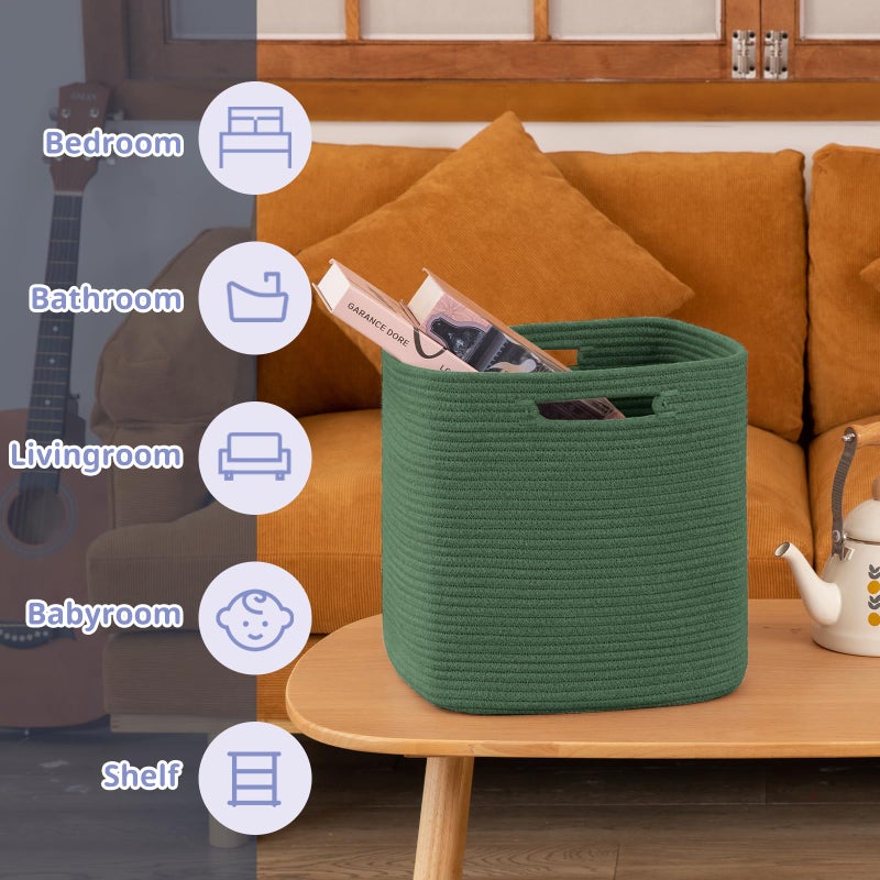 OIAHOMY Storage Cubes, 13 Inch Cube Storage Organizer, Collapsible Storage Bins, Baskets for Organizing, Storage Bins for Shelves-Green, 2-PACK - Image 4
