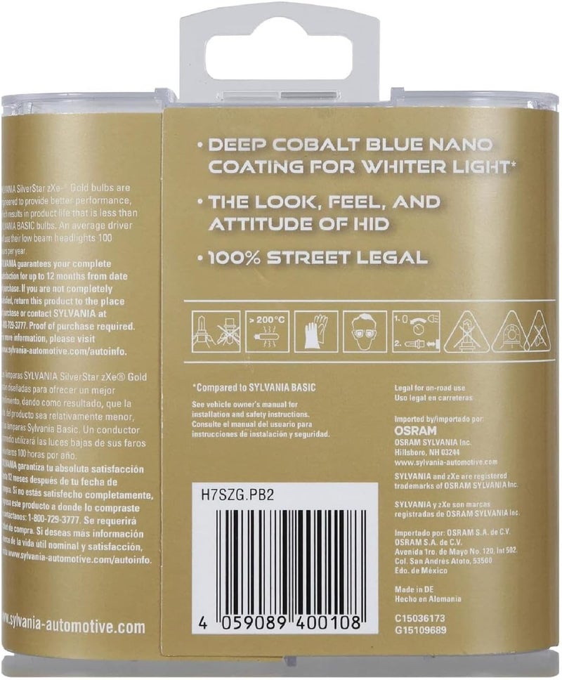 SYLVANIA H7 SilverStar zXe GOLD High Performance Halogen Headlight Bulb - Bright White Light Output (2 Bulbs) - Image 2