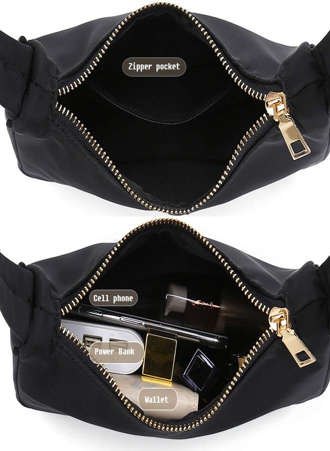 YIKOEE Small Nylon Shoulder Bags for Women Elegant Feminine Mini Handbags with Zipper Closure (Black) - Image 5