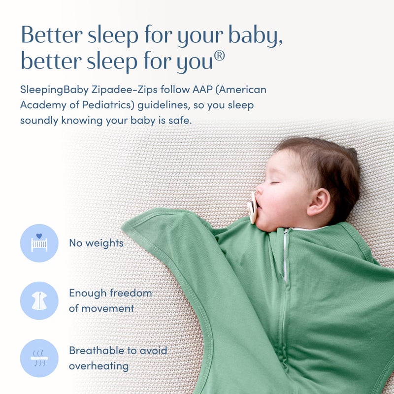SleepingBaby سليبنج بيبي زيبادى-زيب انتقال سواتل - بطانية سواتل مريحة للأطفال مع سحاب للراحة - بطانية قابلة للارتداء واسعة لتسهيل تغيير الحفاضات - باسيل، صغير (4-8 أشهر) - Image 5