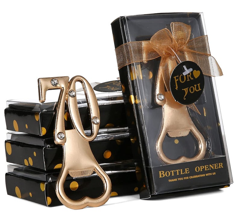 WENFOME 24 Pack 70th Birthday Bottle Opener for Party Favors, Wedding Anniversaries, Souvenirs, Gifts & Table Decorations with Individual Gift Box - Image 3
