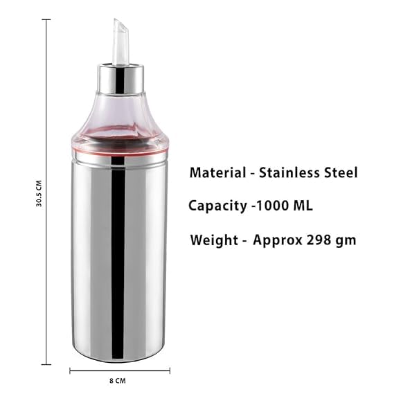 SUNDRY Omega-Pro Stainless Steel Oil Dispenser 1000 ML/Pack Of 2 - Image 5