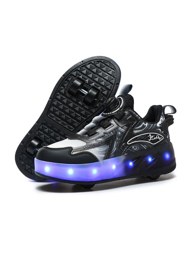 NIBEMINENT Kids Roller Skates Shoes 4 Wheels Roller Shoes Boys Girls Wheel Shoes Roller Sneakers Shoes for Beginner More Balanced  - Image 1