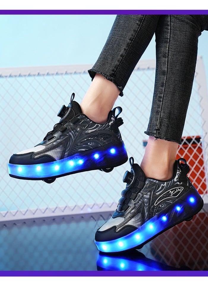 NIBEMINENT Kids Roller Skates Shoes 4 Wheels Roller Shoes Boys Girls Wheel Shoes Roller Sneakers Shoes for Beginner More Balanced  - Image 4