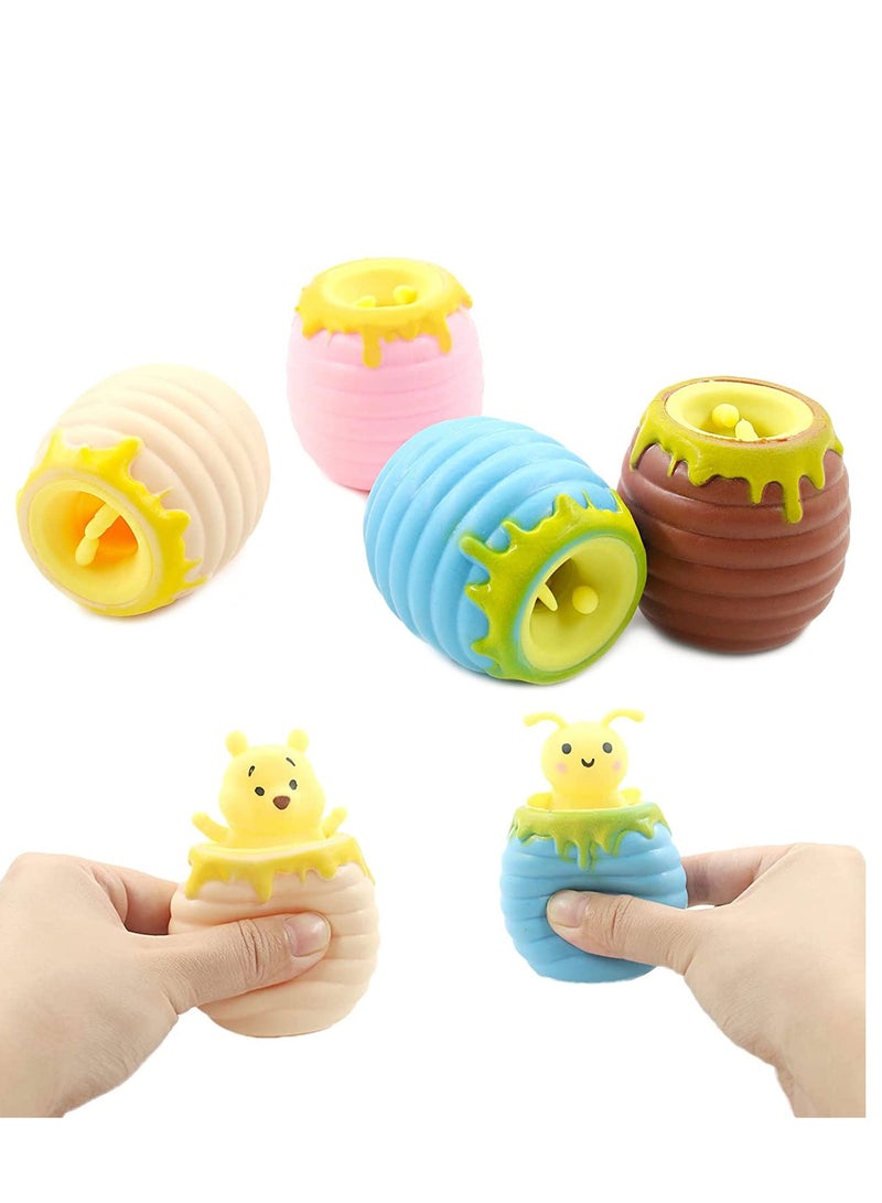 Excefore 4Pieces Sensory Fidget Toys Squeeze Honey Pot  Stress Ball Miniature Novelty Decompression Exhaust Toy for Children and Adults - Image 1