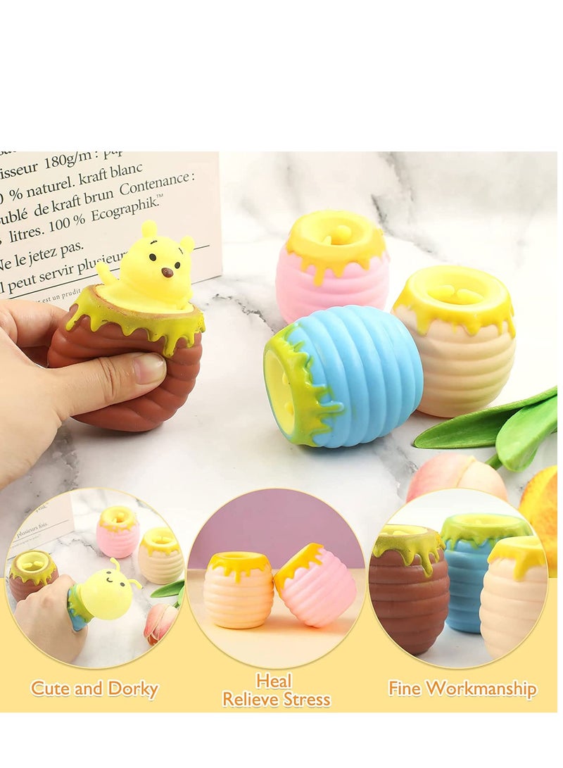 Excefore 4Pieces Sensory Fidget Toys Squeeze Honey Pot  Stress Ball Miniature Novelty Decompression Exhaust Toy for Children and Adults - Image 4