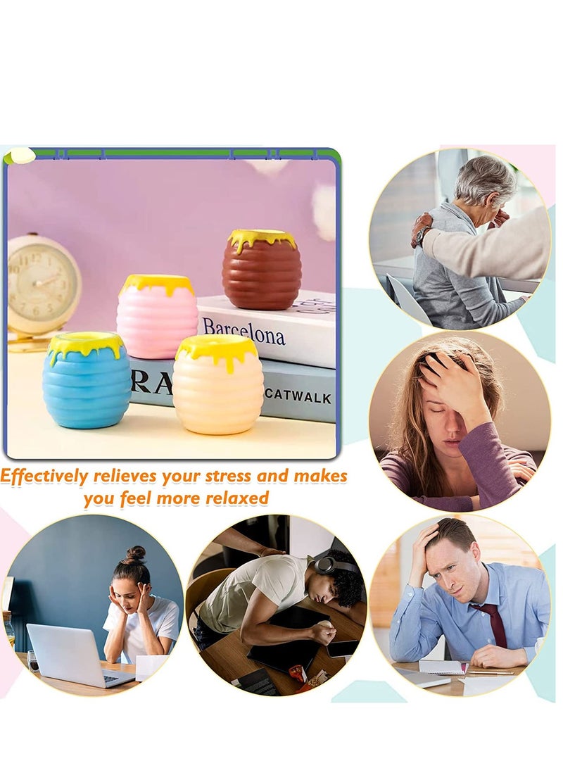 Excefore 4Pieces Sensory Fidget Toys Squeeze Honey Pot  Stress Ball Miniature Novelty Decompression Exhaust Toy for Children and Adults - Image 3