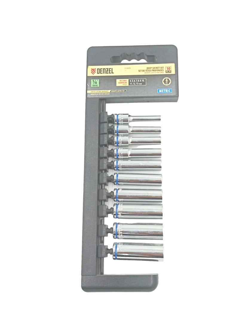 1/4 Drive Socket Set of 10 Deferent Sizes, METRIC 7713575