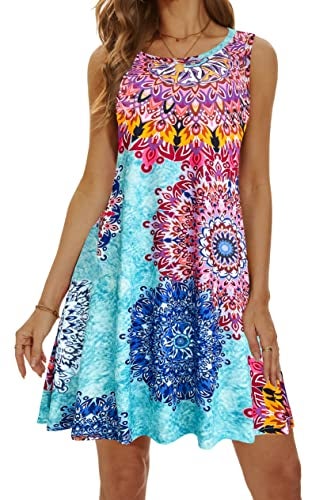 MOSKILL Summer Beach Sundresses for Women Swimsuit Coverup Vacation Swimwear Dresses with Pockets 002-sky Blue Small - Image 2