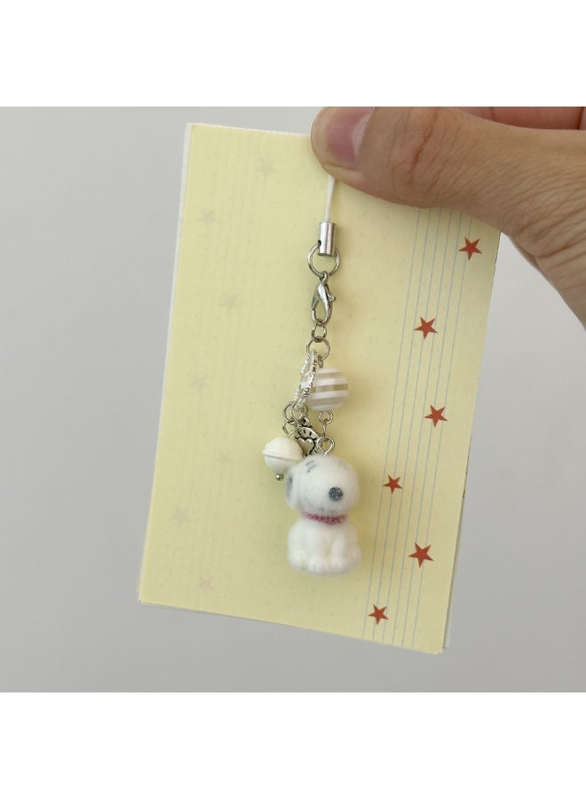 NIBEMINENT Beaded Phone Lanyard, Anti Lost Removable Wrist Strap, Cartoon Spotted Dog Bracelet Pendant, Phone Keychain Lanyard