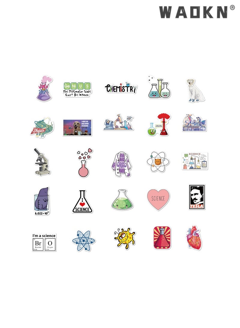 دبليو أيه أو كي أن حزمة ملصقات علمية، ملصقات مقاومة للماء لتجربة الكيمياء الفيزيائية لأجهزة الكمبيوتر المحمول وزجاجة المياه ومقصورة الأمتعة للأطفال والمراهقين والطلاب والمعلمين، ملصقات مختبر الفينيل - Image 3