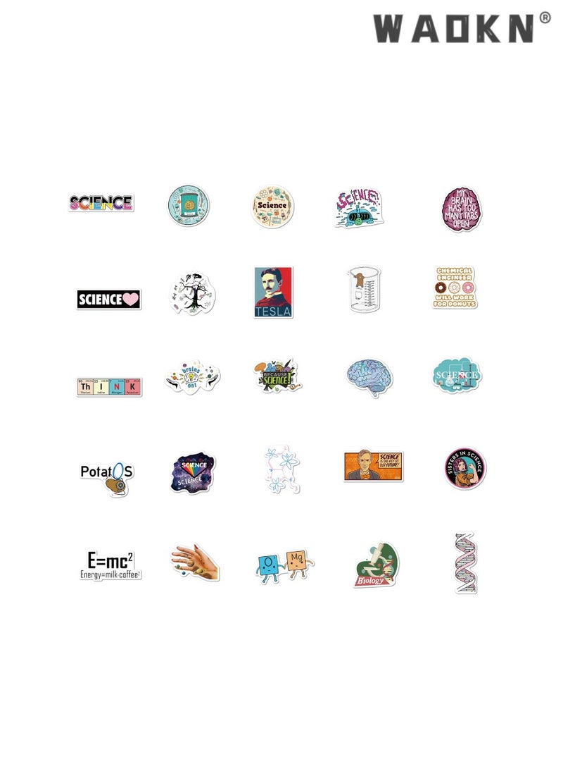 دبليو أيه أو كي أن حزمة ملصقات علمية، ملصقات مقاومة للماء لتجربة الكيمياء الفيزيائية لأجهزة الكمبيوتر المحمول وزجاجة المياه ومقصورة الأمتعة للأطفال والمراهقين والطلاب والمعلمين، ملصقات مختبر الفينيل - Image 4