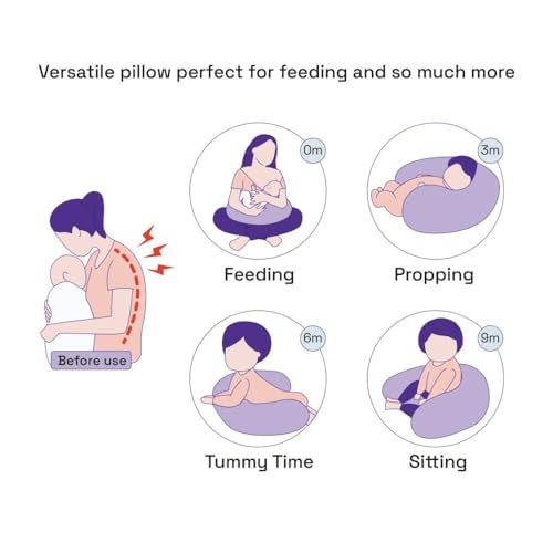 Wakefit Feeding Pillow for New Born Baby | 3 Months Warranty | 5 in 1 Nursing Pillow with Belt and Hoop for Breastfeeding with Velvet Removable Cover | Pink - Image 2