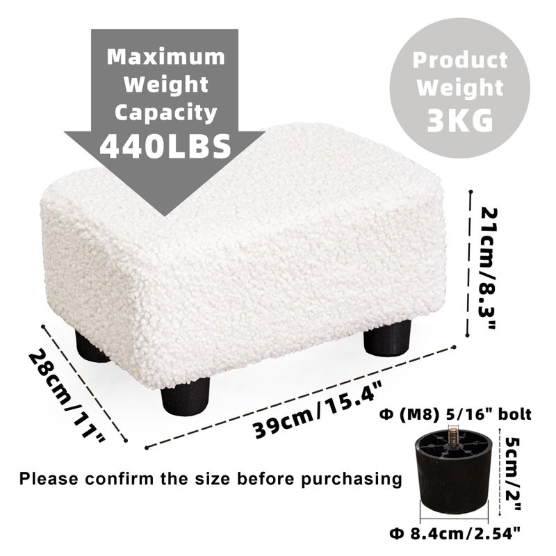 CAROLMADE Small Foot Stool Ottoman Footstool with Legs Under Desk Footrest for Living Room Bedroom and Office, Soft Ivory White - Image 4
